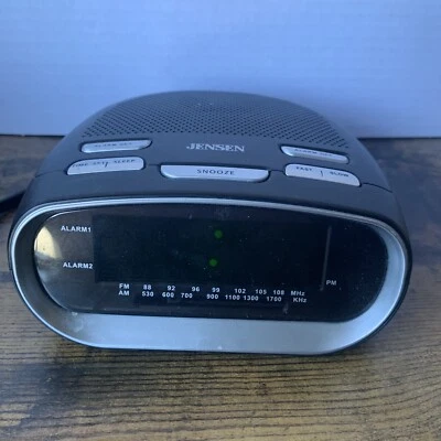 Jensen Dual Alarm Clock AM/FM Radio W USB Charger Model JCR-260 Tested Working - Image 1 of 4