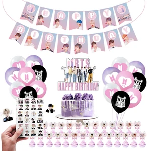 Kpop BTS Birthday Party Kit Supplies for Bangtan Boys Includes Banner - 1 Cake T - Picture 1 of 12