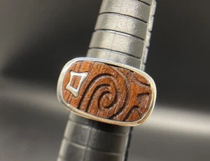 Silpada Live Your Life 925 Sterling Silver and Wood Ring Size 6 R2023 - Picture 1 of 5