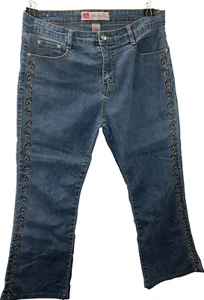 COS Jeans Women's Size 10 Boot Cut Medium Wash, Embroidered Rhinestones - Picture 1 of 9