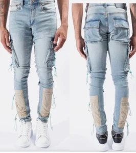 Serenade Jeans Herren Gr. 42 Cybercloud Cargo Punk Taschen Blau Streetwear - Bild 1 von 12