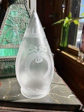 antique torpedo acid etch Wreath/torch Glass Lampshade 1800’s