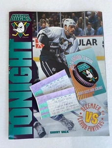 ANAHEIM MIGHTY DUCKS-PANTHERS 1993 PROGRAM W/ TICKETS /SCHEDULE -GARRY VALK - Picture 1 of 5
