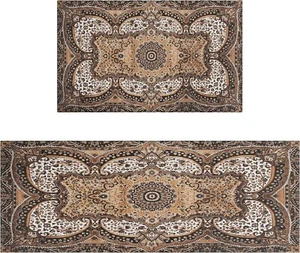 Brown Kitchen Rug Mat Farmhouse Kitchen Rugs Sets of 2 Washable Non-Slip Kitc... - Picture 1 of 7