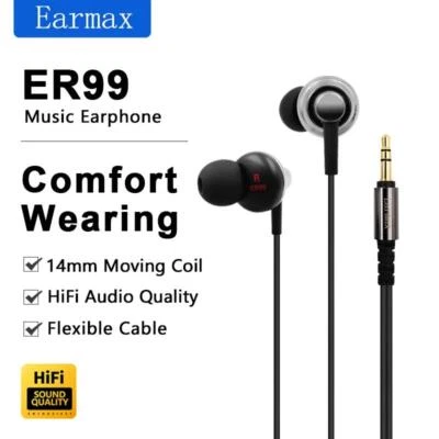 Fones de ouvido intra-auriculares subwoofer Earmax ER99 com vocais claros amplo campo de som 120cm - Imagem 1 de 4