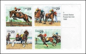 Juego de 4 estampillas de 29 centavos de caballos deportivos USPS 1992 de Estados Unidos #T579 - Imagen 1 de 2