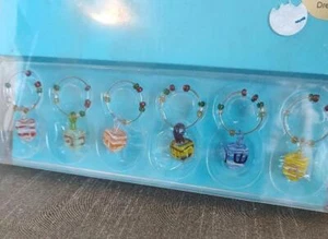 Juego de 6 dijes de vino Janucá Dreidels de vidrio Janucá Judaica - Imagen 1 de 1