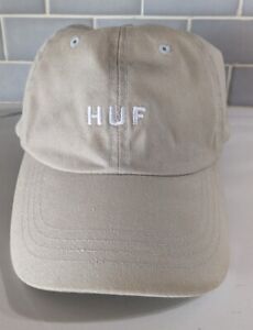 HUF Baseball Hat Tan Mens OSFM Strapback Logo Embroidered-Clean Ball Hat