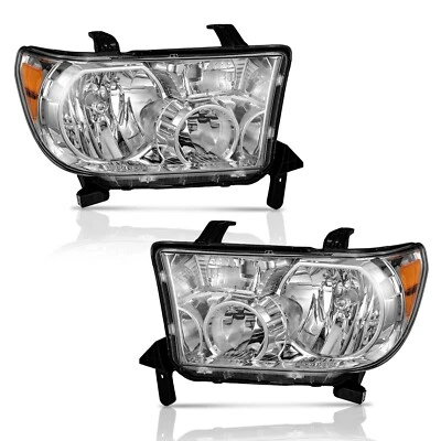 WEELMOTO Chrome Headlights For 2007-2013 Toyota Tundra 2008-2017 Sequoia Pair Foto 1 de 4