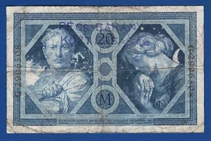 20 Mark 1915. Germany Reichsbanknote, PECS BARANYA KOZTARSASAG stamp ! - Picture 1 of 2
