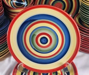 Vintage SWIRL Hand Painted Collection MULTICOLORED Snack Salad Plate - Picture 1 of 3