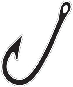Fishing Hook Vinyl Decal 6 inches tall - Picture 1 of 1