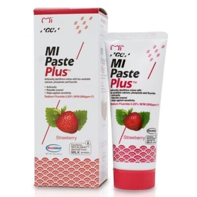 GC MI Paste Plus Topical Tooth Crème 0.20% Sodium Fluoride 40g Tube - STRAWBERRY - Image 1 of 2