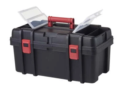 HYPER TOUGH Durable 22 Inch Tool Box - Black Plastic Organizer