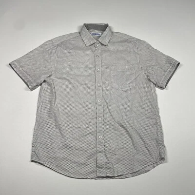 Camisa Michael Brandon Para Hombre Pequeña Blanca Estampada Manga Corta Abotonada Foto 1 de 4