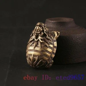 Brass Dragon turtle Figurines Jewelry Fengshui Small Ornaments Handmade Gifts - Picture 1 of 4