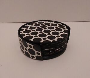 Vera Bradley Laser Cut Coaster Set in Midnight Geometric - Black & White, Circle