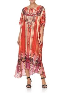 CAMILLA Arrows of the Loom Silk Kaftan Maxi Dress Round Neck Vintage One Size - Picture 1 of 18