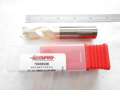 全新 ACCUPRO 美国 惠普 3/4 英寸 DIA X 1-1/2 英寸 LOC X 4 英寸 OAL CC 3FL。 CARBIDE SQUARE ENDMILL — 第 1/4 张图片