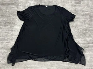 Cato Top Womens 22/24W Black Short Sleeve Polyester Blend Sheer Trim - Picture 1 of 11