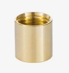 Brass coupling, 5/8" tall x 5/8" diameter, tapped 1/4F X 1/8F, unfinished - Picture 1 of 5