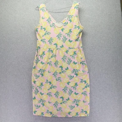 C & C California Dress Womens Large Casual V-Neck Pockets Lemon Print Sleeveless - Image 1 of 4