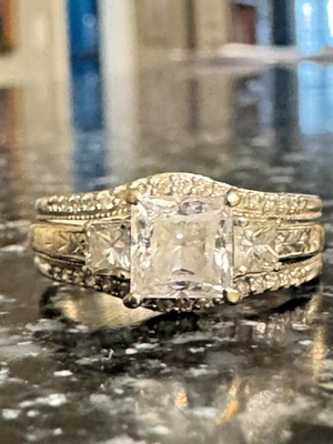 Coast 18K White Gold Diamond Engagement Ring & 14K White Gold Wedding Ring Set - Image 1 of 4