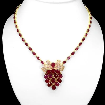 925 Sterling Silver Necklace Oval Ruby 8x6mm Natural Gemstone Jewelry 19inches - Image 1 of 4