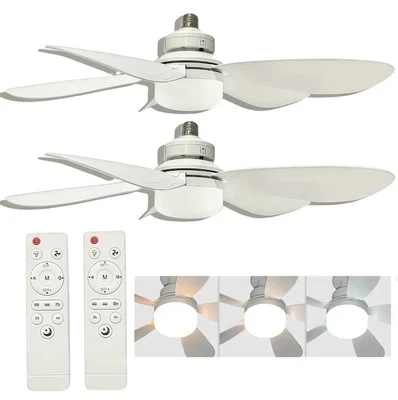 2 PEZZI Mini Plafoniera Ventilatore da Soffitto LED Dimmer 3 Velocità Regolabili - Immagine 1 di 4