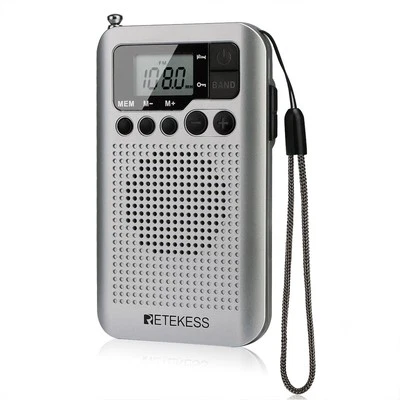 Silver portable radio FM AM  sleep timer BATTERY POWER DIGITAL HOME OFFİCE CAMP - Image 1 of 4