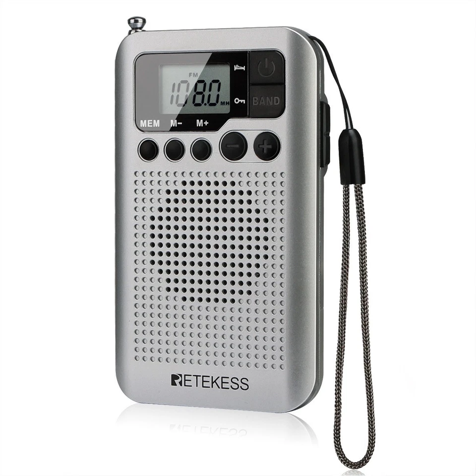 Silver portable radio FM AM  sleep timer BATTERY POWER DIGITAL HOME OFFİCE CAMP - Image 1 of 4