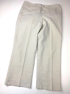 GH Bass & Co Khaki and White Pinstripe Crop Pants Women's Size 10 - Picture 1 of 8