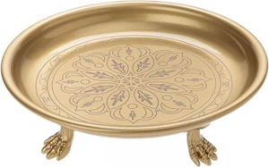 Solid Brass Pedestal Tray with Eagle Claw Feet – Vintage Gold Jewelry Holder, Ca - Picture 1 of 9