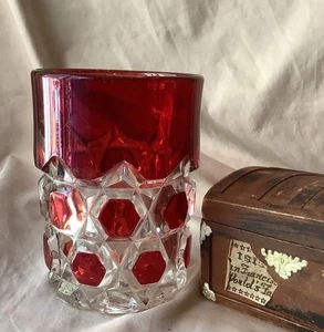 Doyle & Co EAPG Ruby Stained Block Tumbler 1891 Patterned Glass Antique NICE - Picture 1 of 10
