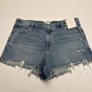 Jean de mezclilla de tiro alto corto Abercrombie and Fitch The Cutoff 35/20 desgastado NUEVO - Imagen 1 de 12