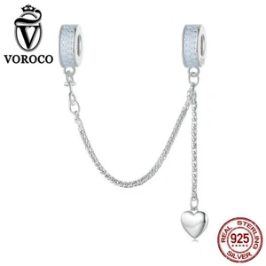 Voroco Mujer Plata Esterlina 925 Corazón Borla Seguridad Dije Joyería Calce Pulseras - Imagen 1 de 15