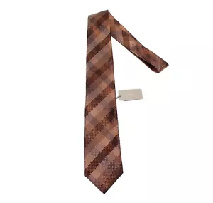 Tom Ford NWT Neck Tie in Brown/Orange/Black/White Plaid 100% Silk Made in Italy - Picture 1 of 8