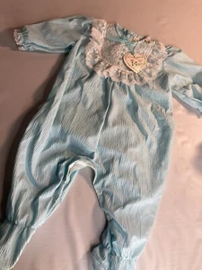 Completo bambino I C Manufacturing Co. vintage pizzo blu pezzo unico con volant 6-12 mesi - Foto 1 di 6