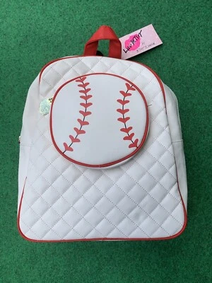Betsey Johnson Luv Betsey Baseball Backpack Purse Tote White Red Pouch NEW NWT - Image 1 of 4