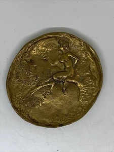 French Art Deco Nude Female Faun Bronze Pin Tray Signed by Joe Descomps ca 1920 - Picture 1 of 7