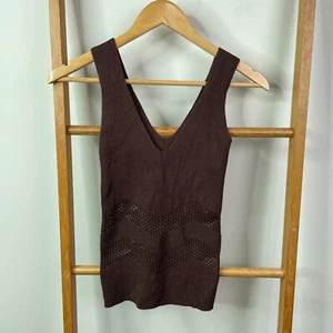 Sheike Tank Top Womens Extra Small Brown Knit Sleeveless V-Neck Pullover Casual - Picture 1 of 9