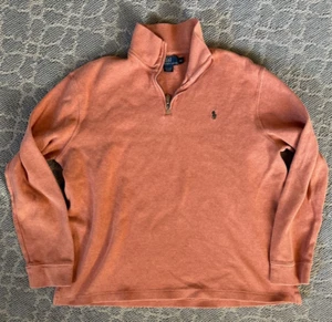 POLO Ralph Lauren Mens Sz XL Orange 1/4 Zip Pony Pullover Sweater - Picture 1 of 6