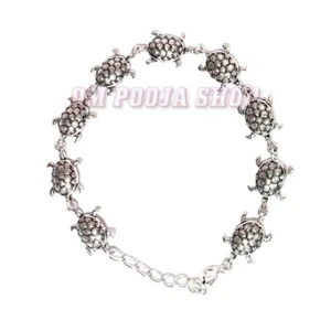 Tortoise Link 100% Pure Silver Bracelet Kada Kachhua Design Chain for Good Luck - Picture 1 of 2