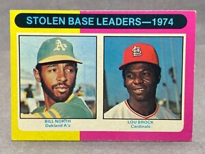 1975 Topps STOLEN BASE LEADERS Card No. 309 Crease-Free NM+ LOU BROCK Bill North