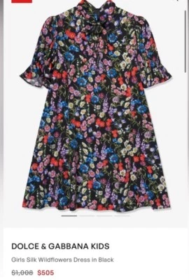 DOLCE & GABBANA KIDSGirls Silk Wildflowers Dress in Black - Image 1 of 4