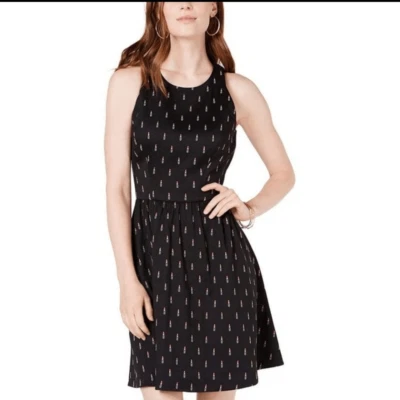 Maison Jules Dress Sleeveless Fit Flare Party Kiss Black Lipstick Pattern 4 / S - Image 1 of 4