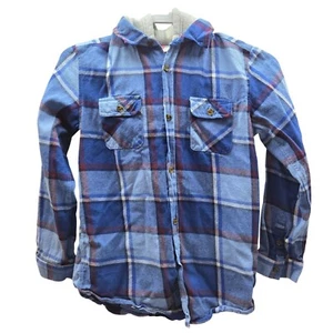 FabKids Boys Plaid Hoodie Blue Size Large (10/12) - Picture 1 of 9