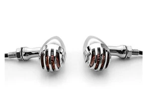 2x Chrome Motorcycle turn signal indicator Harley Davidson Softail Fat Boy FLSTF - Picture 1 of 3