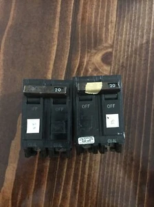 2 Used GE Double Pole 20 Amp Breakers, THQL22020 - Picture 1 of 4
