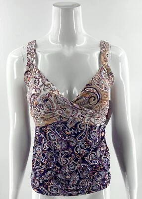 Traje de baño Tankini Lands End Top para mujer talla 6 D púrpura tostado cachemira con aros NUEVO Foto 1 de 4